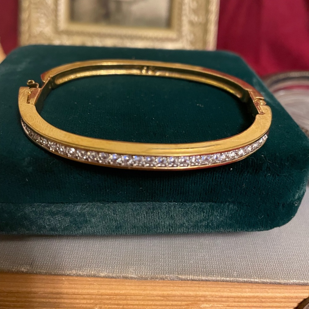 Swarovski Gold Cuff Bracelet with Swarovski crystal stones
